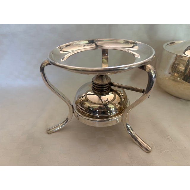 1950s Mid Century Modern Silver Plate Fondue Pot Warmer For Sale In Lexington, KY - Image 6 of 11