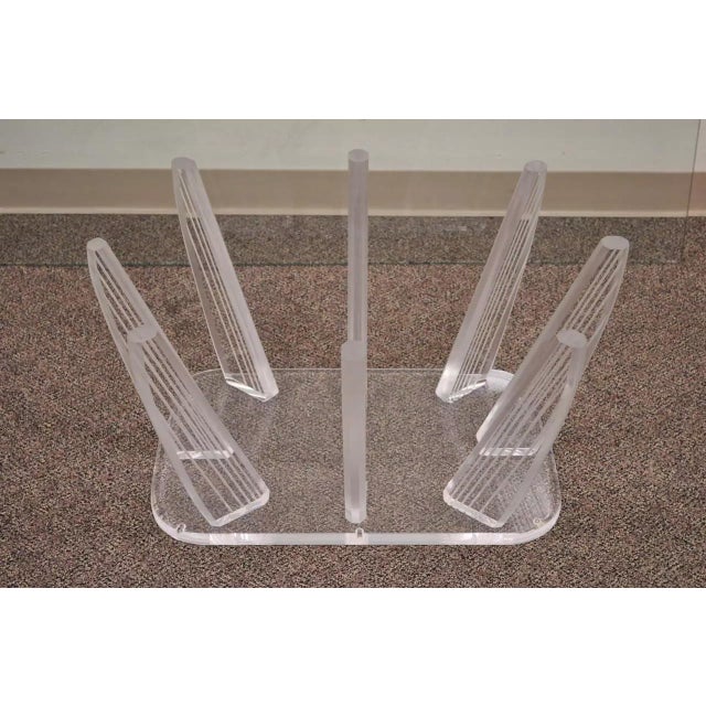 Mid-Century Modern Mid 20th Century Mid Century Modern Sculptural Lucite & Glass Rectangular "Fingers" Coffee Table For Sale - Image 3 of 10