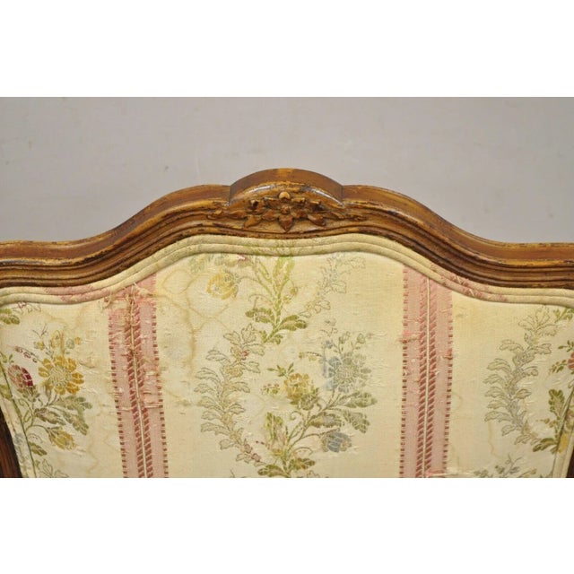 Mid 20th Century Vintage French Louis XV Style Small Boudoir Side Chair With Pink Stripe For Sale - Image 12 of 12