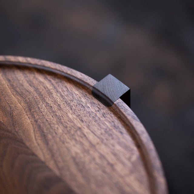 Mid-Century Modern Small Contemporary Epic Steel Wood Side Table With Bronze Details For Sale - Image 3 of 5