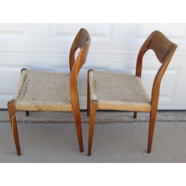 Wood 2 Niels Otto Moller Attributed Model 71 Chairs For Sale - Image 7 of 12