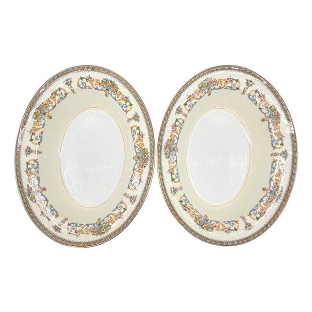 Aynsley Henley Floral Bone China Oval Serving Bowl England Set of 2 10.75" For Sale