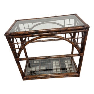 Vintage Tortoiseshell Bamboo Side Table For Sale