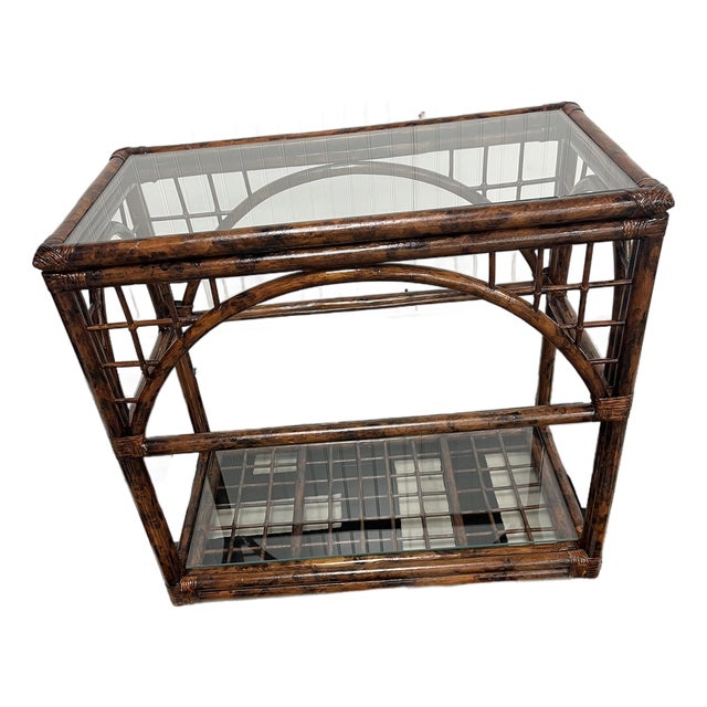 Vintage Tortoiseshell Bamboo Side Table For Sale
