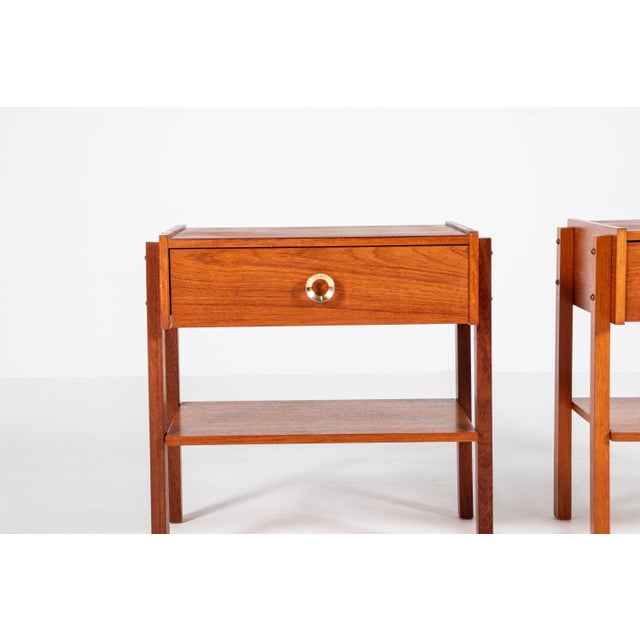 Vintage Danish Teak Veneer Bedside Tables, 1960s, Set of 2 For Sale - Image 11 of 12
