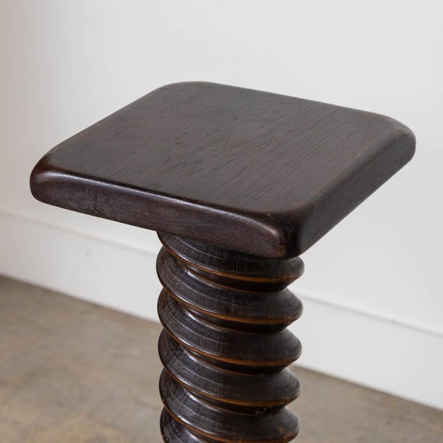 Brown 1940s French Twisted Wood Pedestal Table For Sale - Image 8 of 12