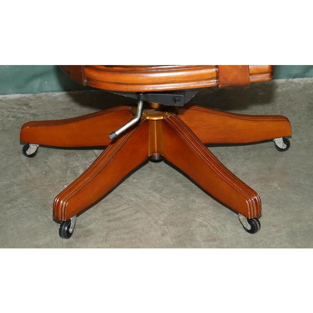 Vintage Brown Leather Captains Directors Chair For Sale - Image 14 of 18