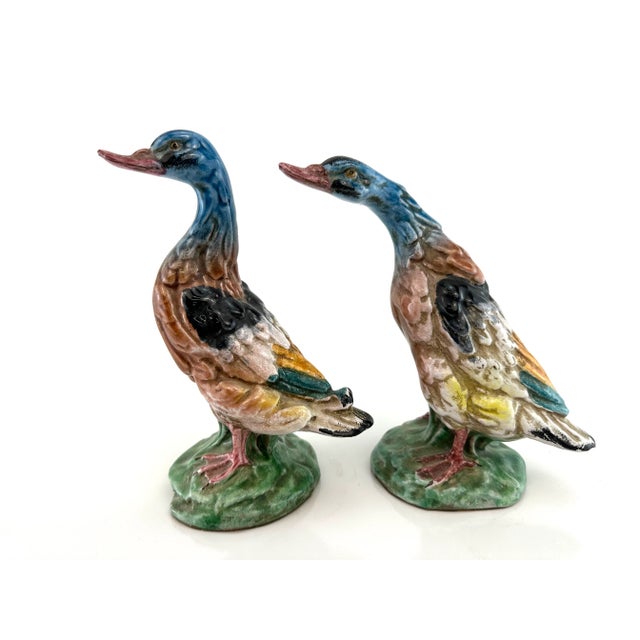 1960s Mid Century Vintage Italian Hand Painted Ducks, a Pair For Sale - Image 5 of 11