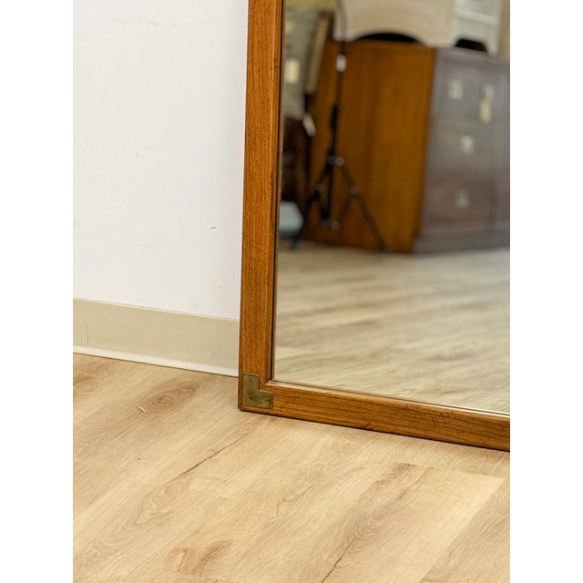 Brown Vintage MCM Dixie Act II Walnut Mirror, Brass Details Wall Accent, Campaign For Sale - Image 8 of 8