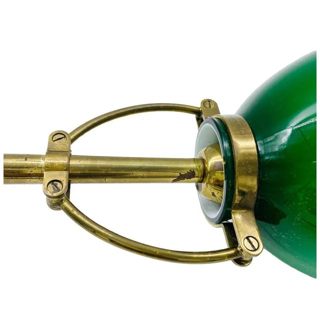 Green Glass & Brass Sconce, Italy, 1950 For Sale - Image 3 of 5