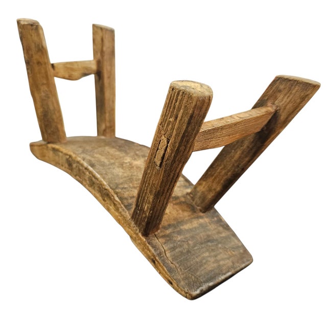 Antique Chinese Elmwood Headrest Wood Pillow Primitive Rustic Form 12" For Sale In San Francisco - Image 6 of 12
