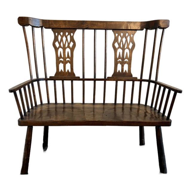 Vintage Stick Back Windsor Bench For Sale