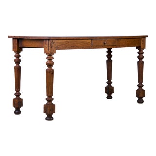 Antique French Louis XVI Style Oak Narrow Dining Table For Sale