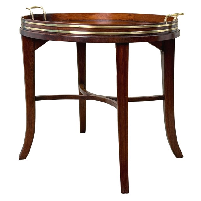 Georgian Mahogany Oval Tray on Stand with Brass Bound Decoration, 1800 For Sale - Image 13 of 13