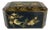 Vintage Chinoiserie Faceted Black Lacquer Bird and Blossom Jewel Box For Sale