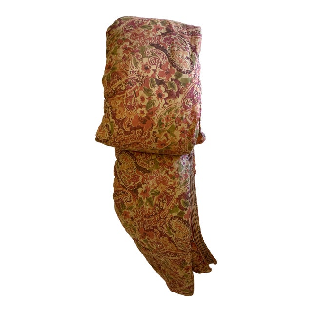 Vintage Lauren Ralph Lauren Paisley- Floral Full Queen Comforter Cover, Red Brown Green Tan Burgundy For Sale