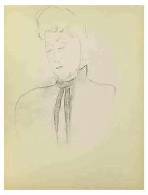 Flor David, Sketch for a Portrait, Drawing on Paper, Mid 20th Century
