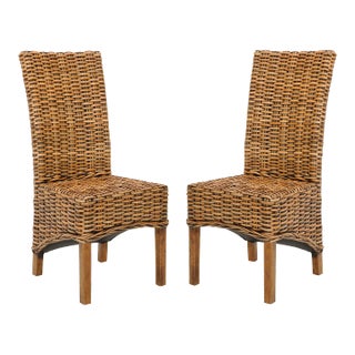Garry 18''H Rattan Side Chair in Brown - a Pair For Sale