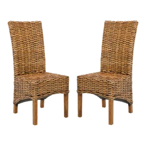 Garry 18''H Rattan Side Chair in Brown - a Pair