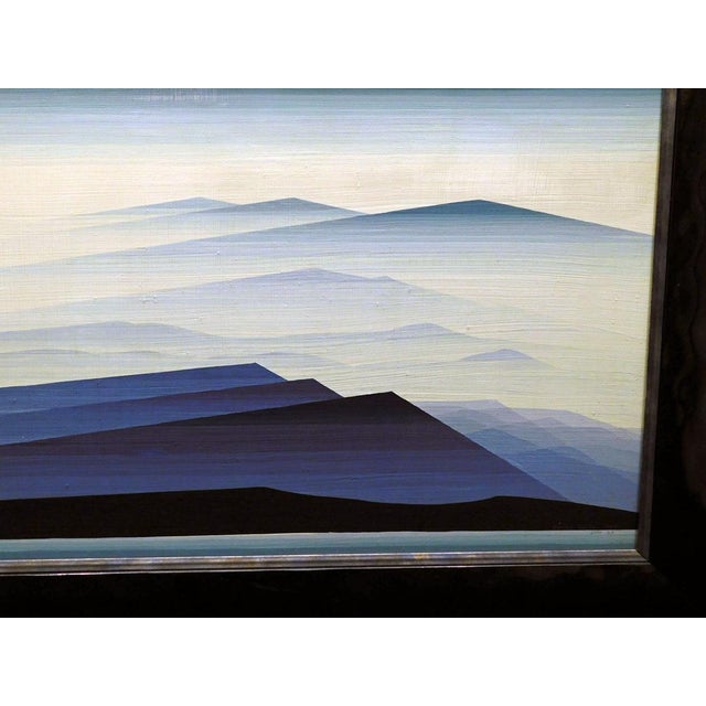 Impressionist Eyvind Earle Untitled Blue MTN Hand Signed Original Oil on Panel Make an Offer For Sale - Image 3 of 10