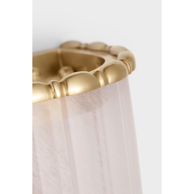 Glass AERIN for Visual Comfort Signature Rosehill 20" Linear Sconce in Hand-Rubbed Antique Brass with White Strie Glass For Sale - Image 7 of 10