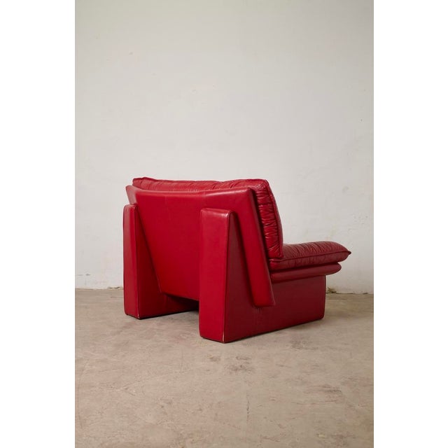 1980s Vintage Leather Lounge Chair by Nicoletti Salotti, Italy, 1980 For Sale - Image 5 of 13