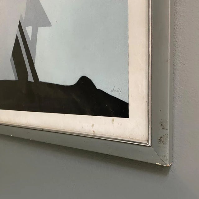 Dova, Italian Modern Gray and Black Abstract Painting, 1980s, Paint on Wood, Framed For Sale - Image 6 of 10