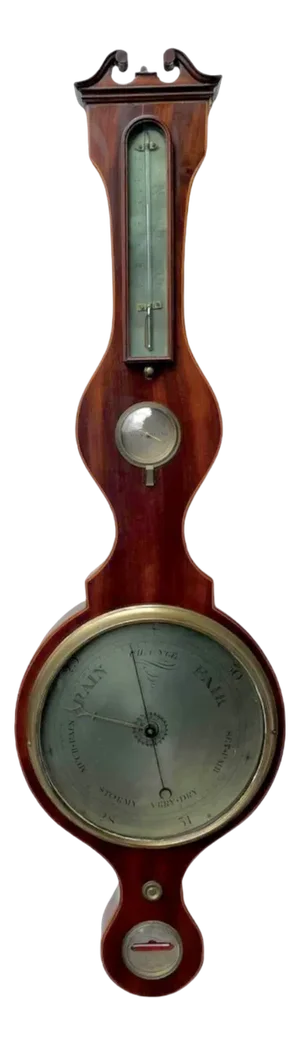 Antique George III Mahogany and Boxwood Inlaid Banjo Barometer, 1790