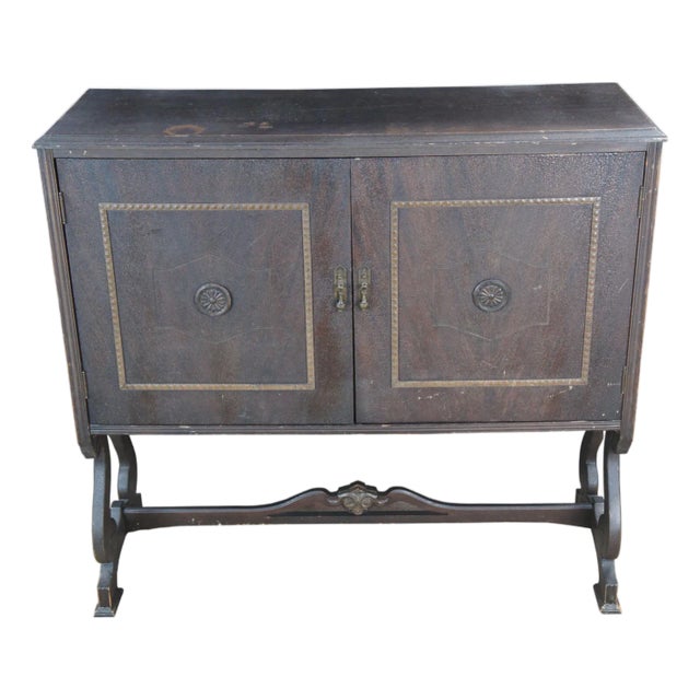 Antique Victorian Udell Works Walnut Record Cabinet Console Sideboard 42" For Sale