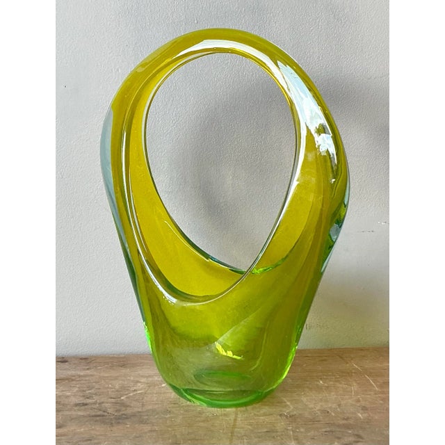 Glass Vintage Italian Art Glass Vase After Murano For Sale - Image 7 of 8