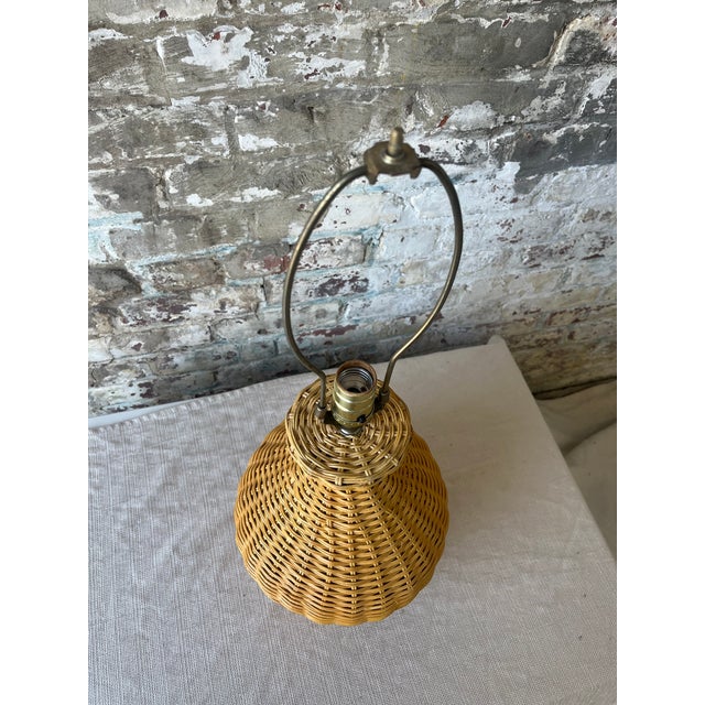 Wood 1960s Large Wicker Lamp For Sale - Image 7 of 10