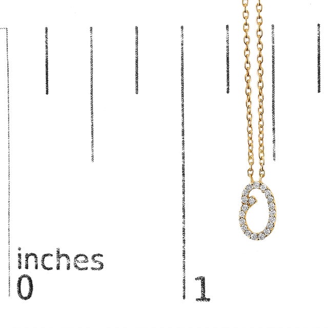 Early 21st Century 10K Yellow Gold Diamond Accent "O" Initial Script Style Pendant Necklace For Sale - Image 5 of 5