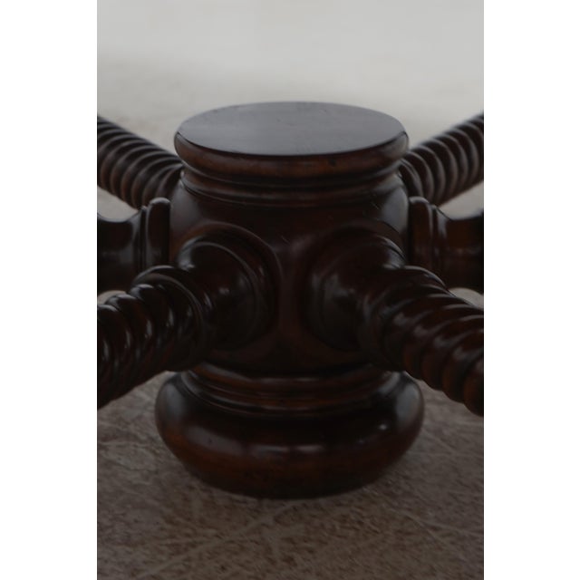 Wood Large Round Barley Twist Mahogany Dining Table For Sale - Image 7 of 14