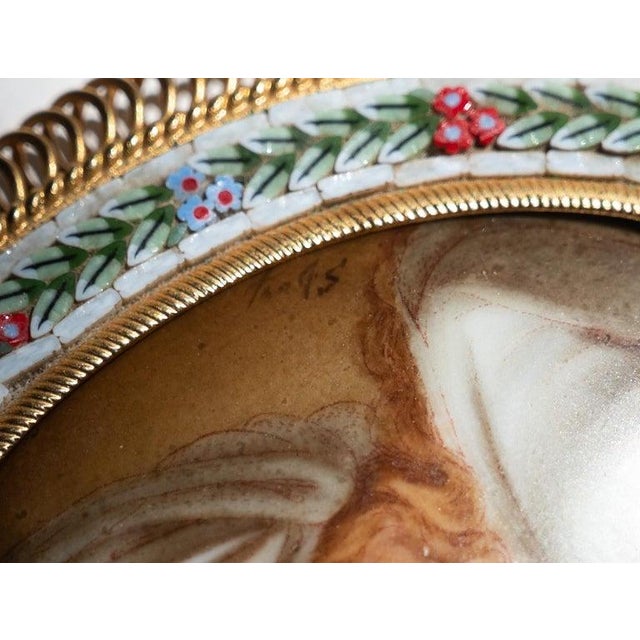 Antique Italian Micro Mosaic Miniature Portrait Painting Porcelain Guido Reni, 1895 For Sale - Image 18 of 18