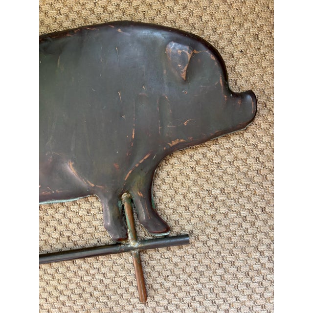 Farmhouse Vintage Patinated Copper Pig Weathervane For Sale - Image 3 of 9