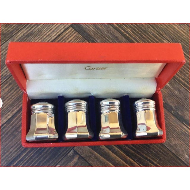 1960s Cartier Salt & Pepper Shakers Sterling Silver - 4pcs with Original Box Ca' 1960's For Sale - Image 5 of 5