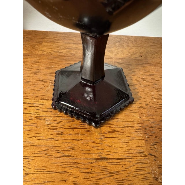 Vintage Ruby Red Pressed Glass Goblets Diamond Pattern Pedestal Stemwar - Set of 3 For Sale - Image 17 of 18
