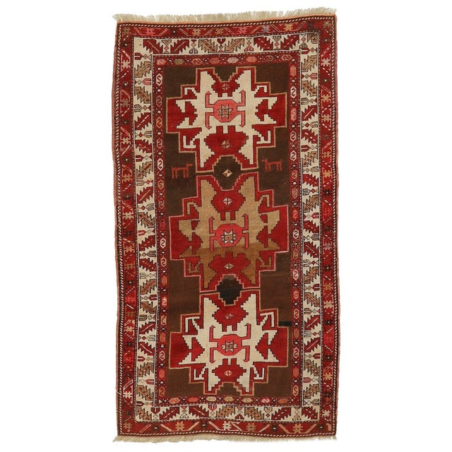 Textile Mid 20th Century Small Vintage Decorative Caucasian Rug For Sale - Image 7 of 7