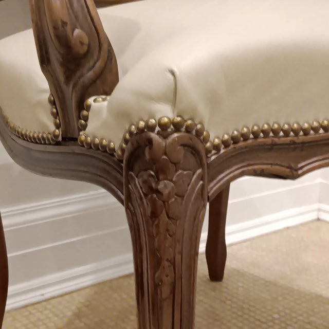 Vintage Italian Chateau d'Ax Spa Leather Arm Chair With Brass Nailhead Trim For Sale - Image 4 of 18