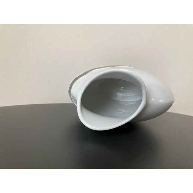 Mid 20th Century Geometric Undulation German White Porcelain Vase by Kaiser, Signed For Sale - Image 5 of 12