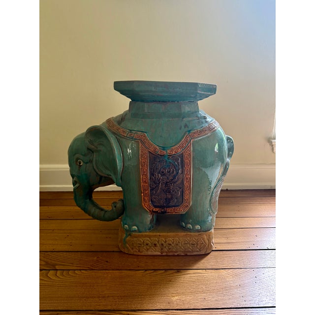 Mid 20th Century Vintage Glazed Elephant Garden Stool For Sale - Image 10 of 10