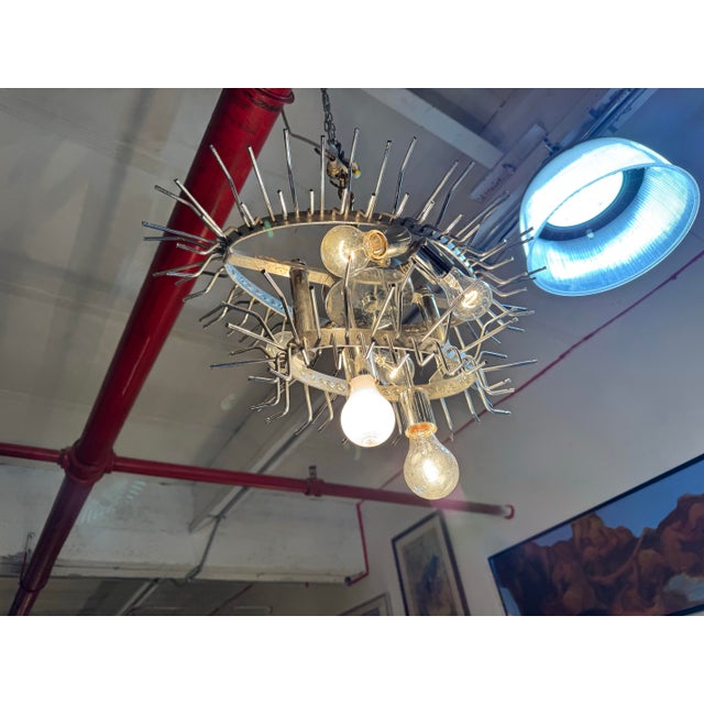 70's Vintage Italian Venini Tiered Clear Murano Glass Chandelier For Sale - Image 11 of 12