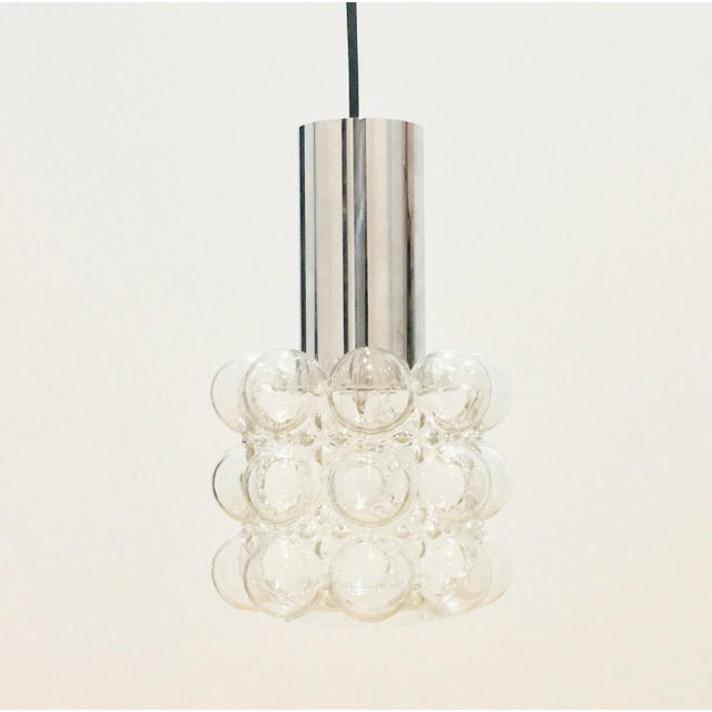 Mid-Century Modern Mid-Century Space Age Bubble Glass & Chrome Pendant Light by Helena Tynell for Limburg, Germany, 1970s For Sale - Image 3 of 9