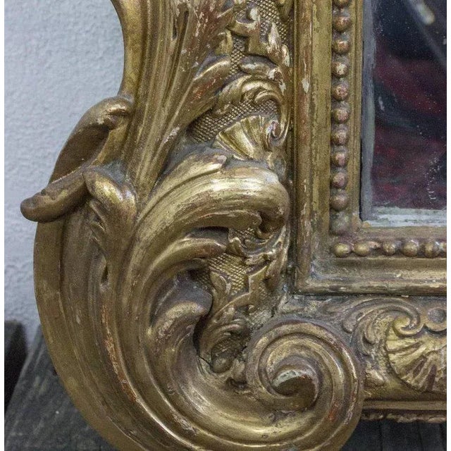 Wood Large 19th Century French Baroque Style Carved Giltwood Beveled Mirror For Sale - Image 7 of 11