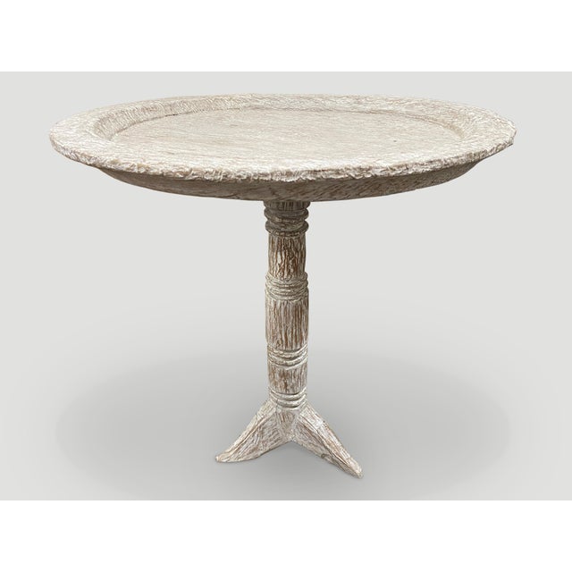 Contemporary Andrianna Shamaris Tall White Washed Tray Side Table For Sale - Image 3 of 5
