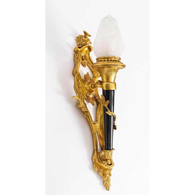 Antique Rococo Revival Ormolu and Glass Wall Lights, 1890s, Set of 2 For Sale - Image 9 of 10