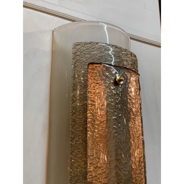 Early 21st Century Modern Multi Layered Murano Glass Wall Sconces - A Pair For Sale - Image 4 of 7
