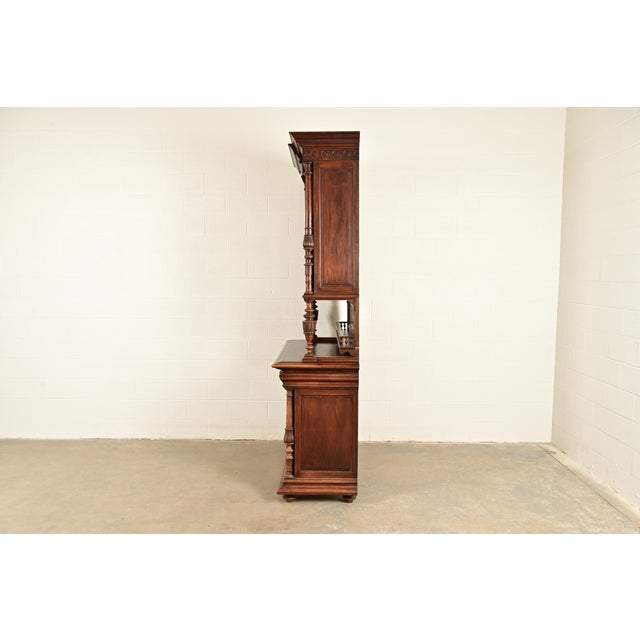 Alexander Roux Style Antique French Renaissance Revival Carved Walnut Sideboard or Bar Cabinet, Circa 1890s For Sale - Image 11 of 13