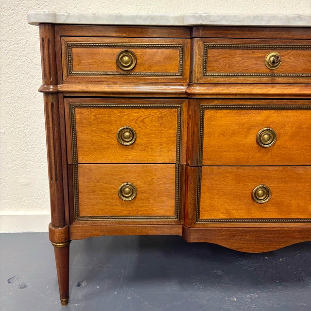 Antique French Louis XVI Style Marble Top Commode For Sale - Image 9 of 12