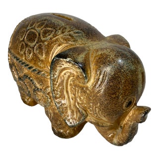 Vintage Paul Marshall Mid-Century Ceramic Elephant Coin Bank For Sale